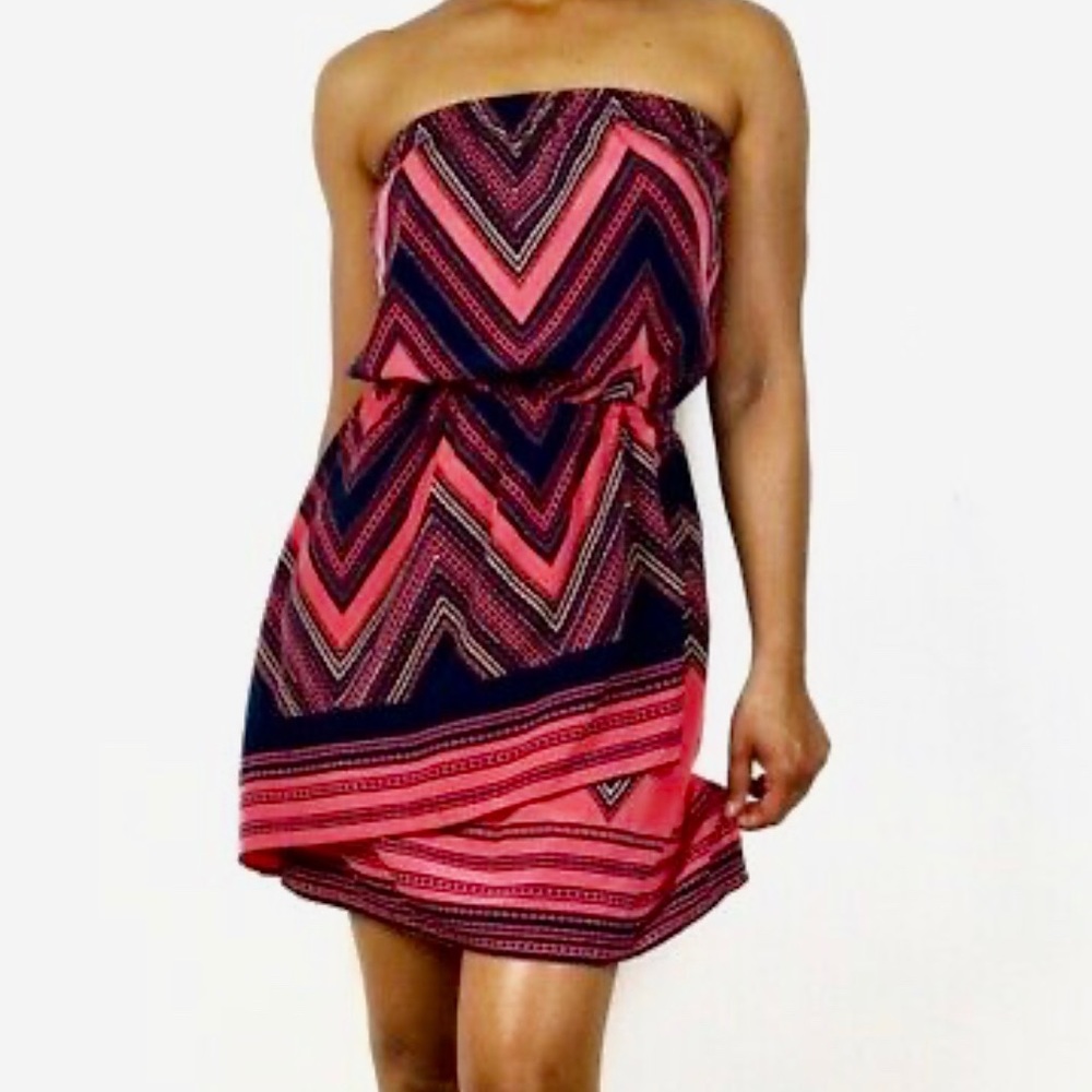 Express Strapless Faux Wrap Dress